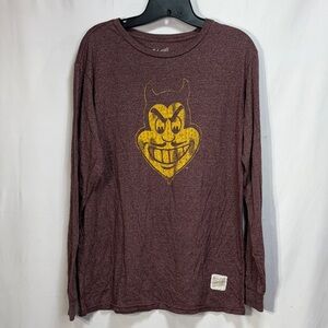 🐒Original Retro Brand Burgundy Long Sleeve with Yellow Graphic: